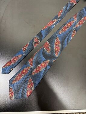 Conte di Milano 100% Silk Tie Made in Italy Blue Burgundy Abstract Tie